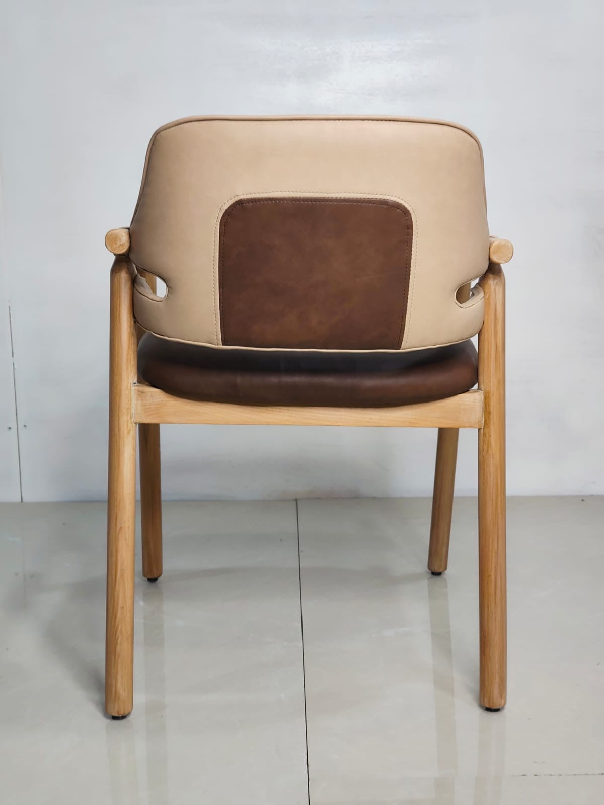 Crew Solid Wood Leather Cushioned chair