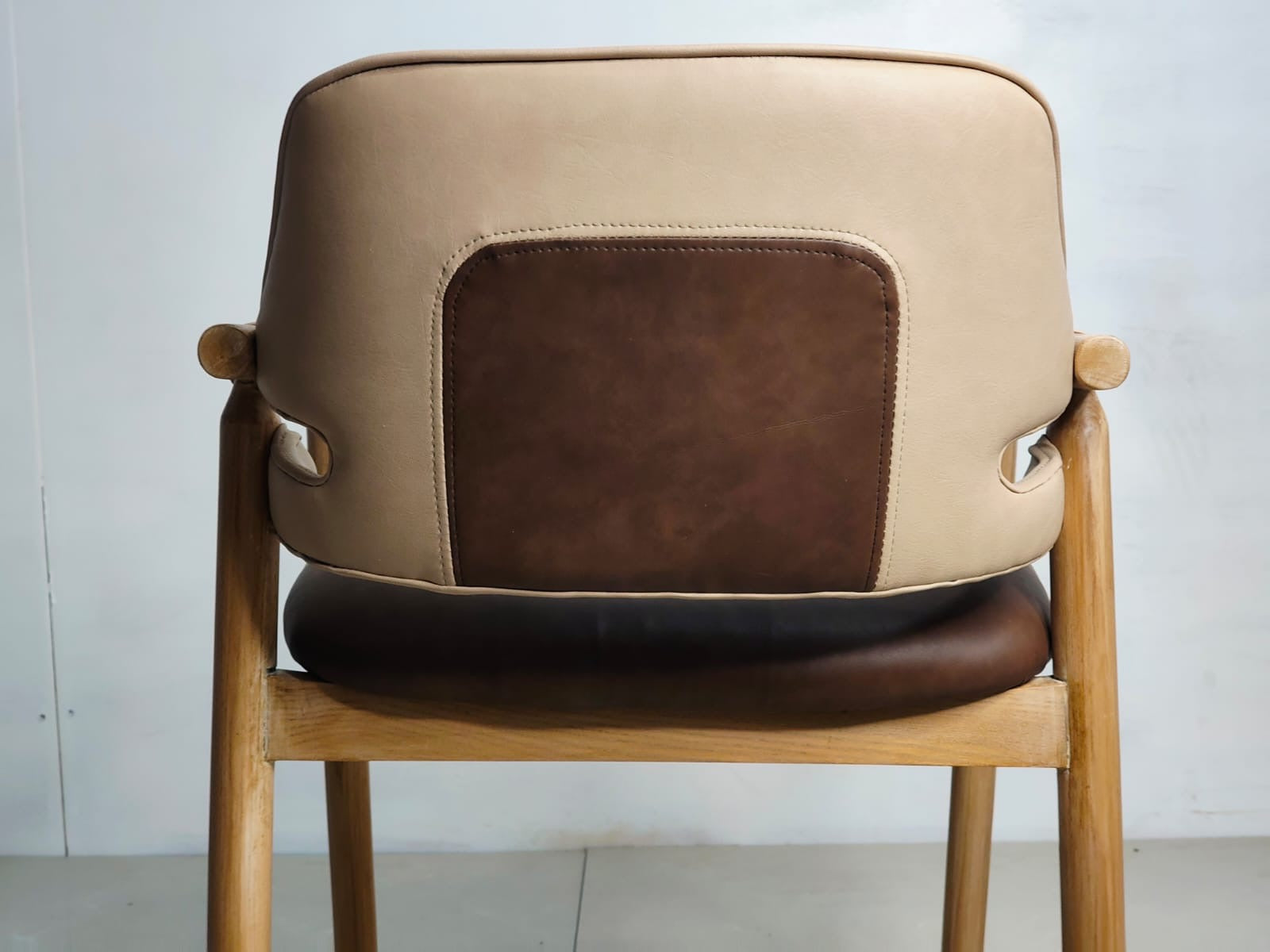 Crew Solid Wood Leather Cushioned chair