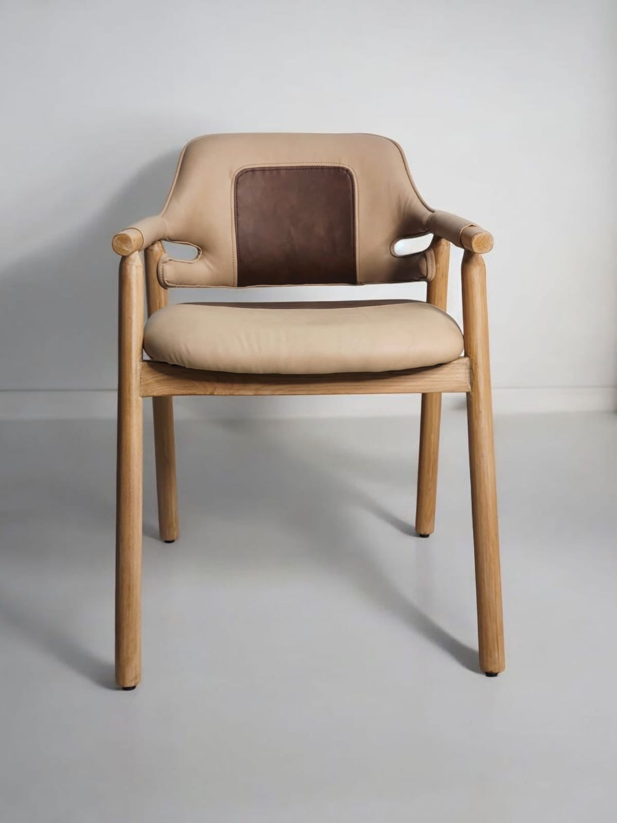 Crew Solid Wood Leather Cushioned chair