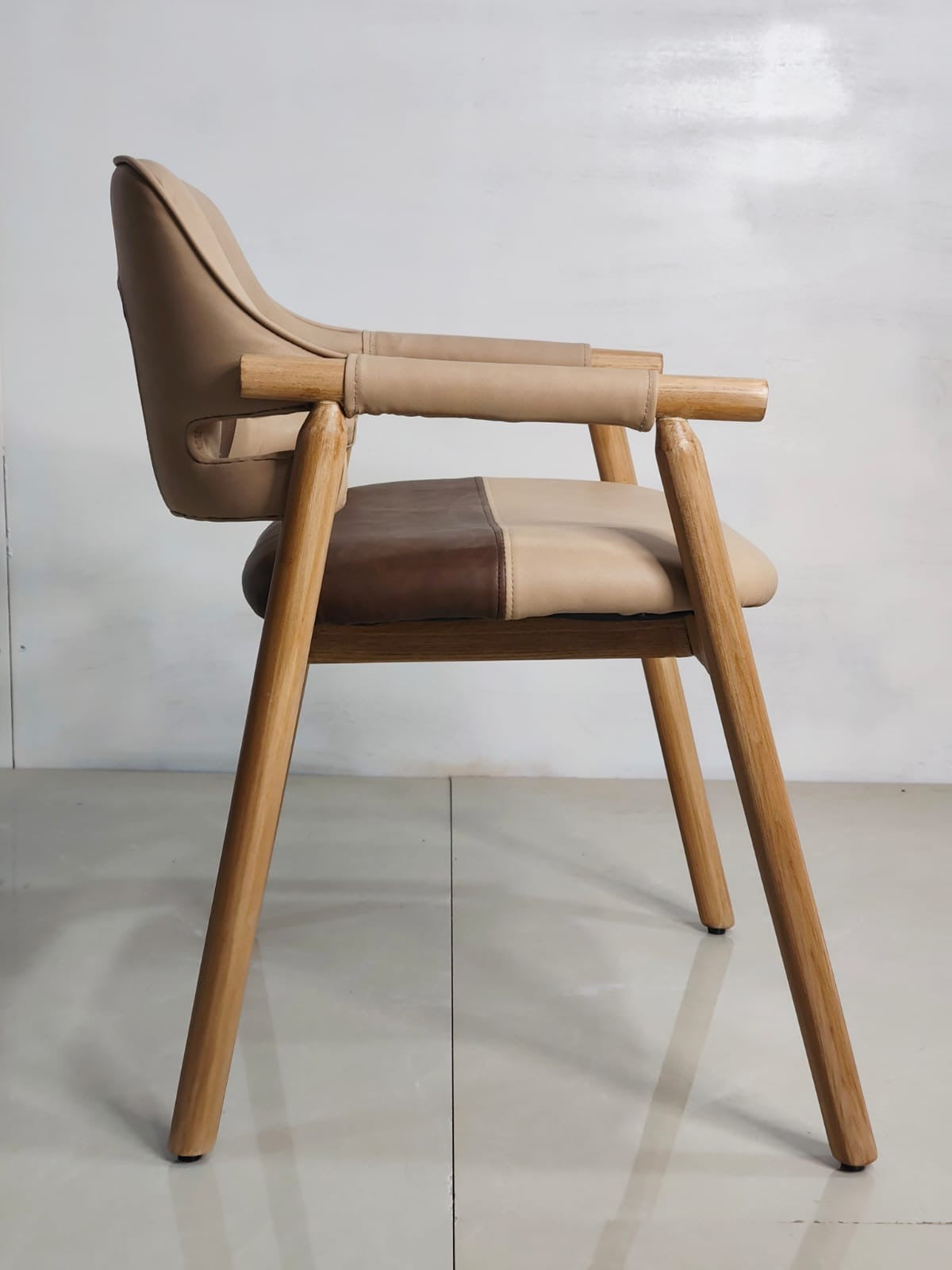 Crew Solid Wood Leather Cushioned chair