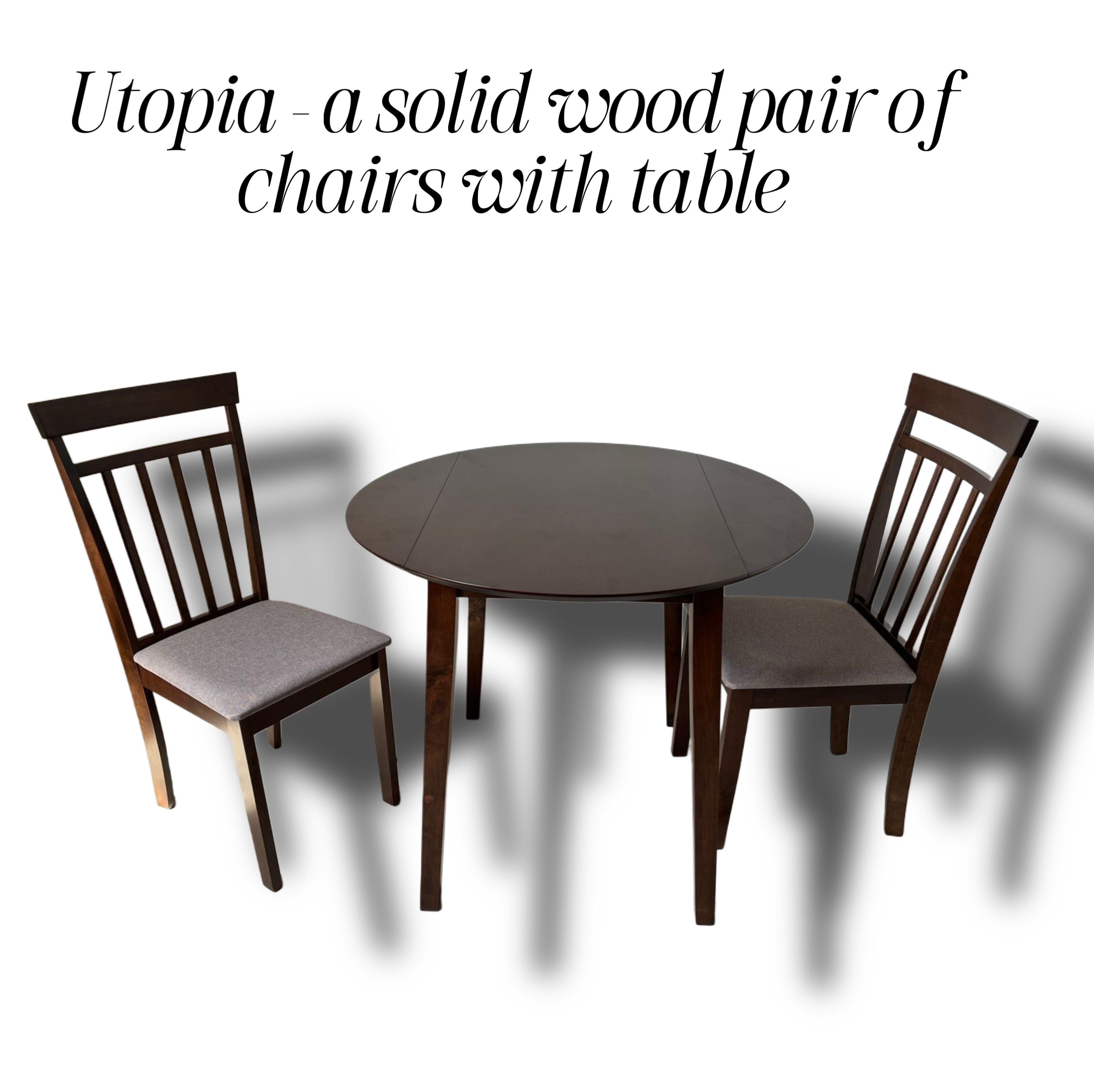 Utopia solid wood chairs with table
