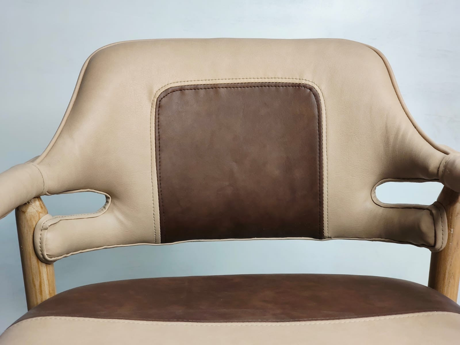 Crew Solid Wood Leather Cushioned chair
