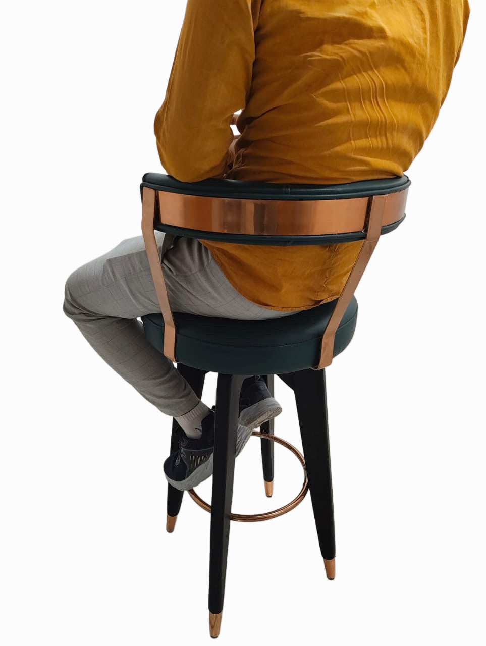 Zeta wooden bar stool with metal detailing