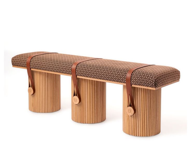 Oslo Oakwood Jacquard Upholstered Bench