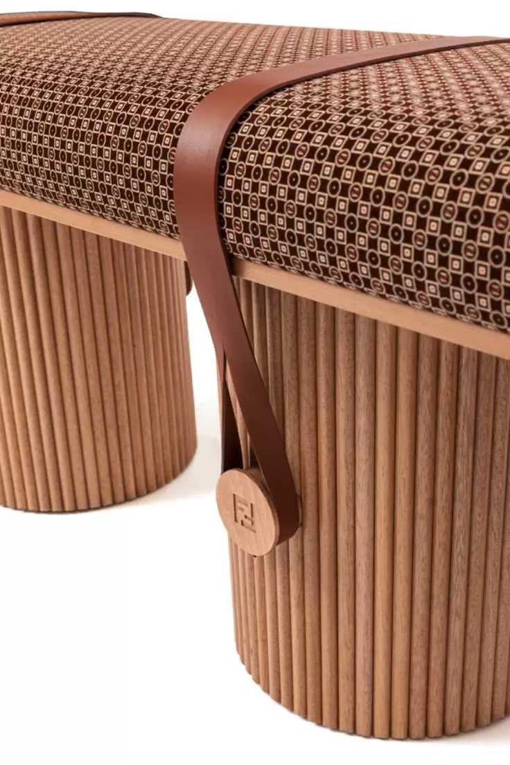Oslo Oakwood Jacquard Upholstered Bench