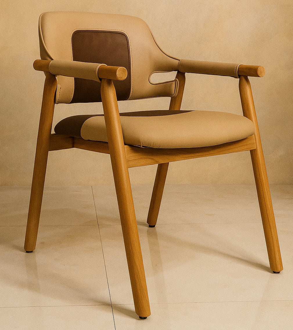 Crew Solid Wood Leather Cushioned chair