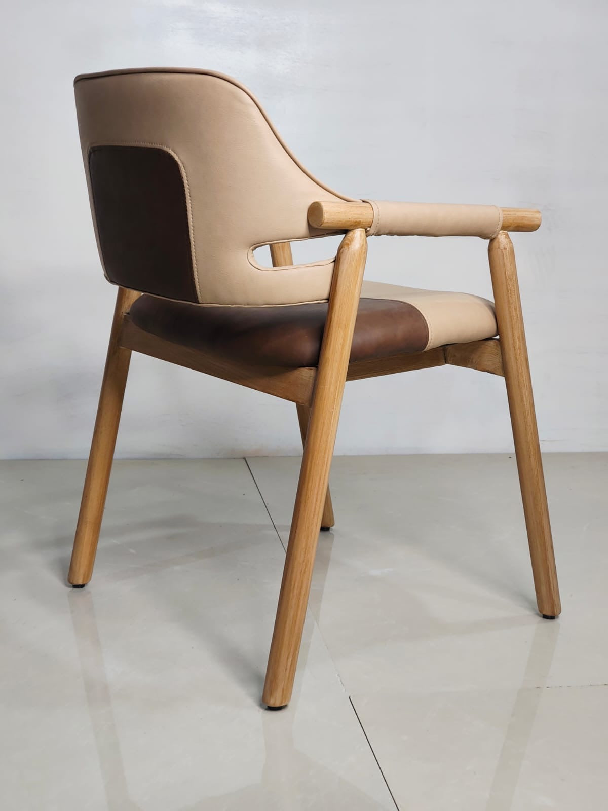 Crew Solid Wood Leather Cushioned chair