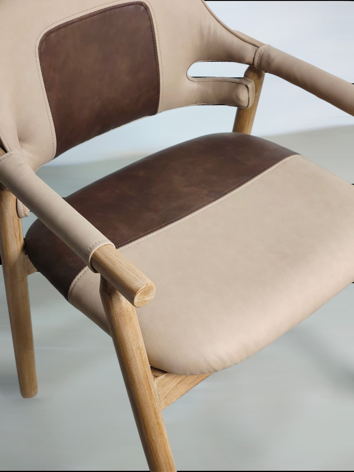 Crew Solid Wood Leather Cushioned chair