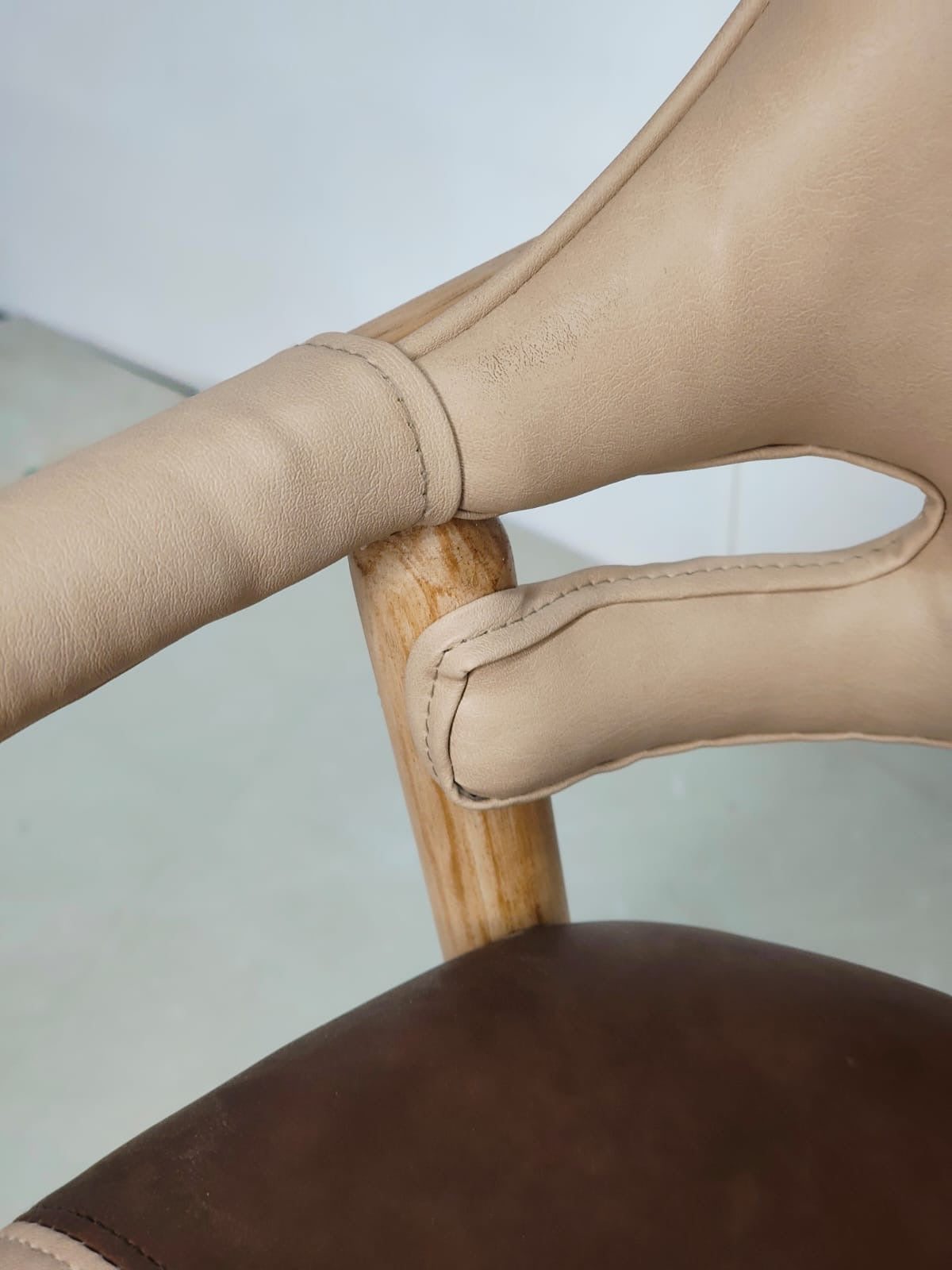 Crew Solid Wood Leather Cushioned chair