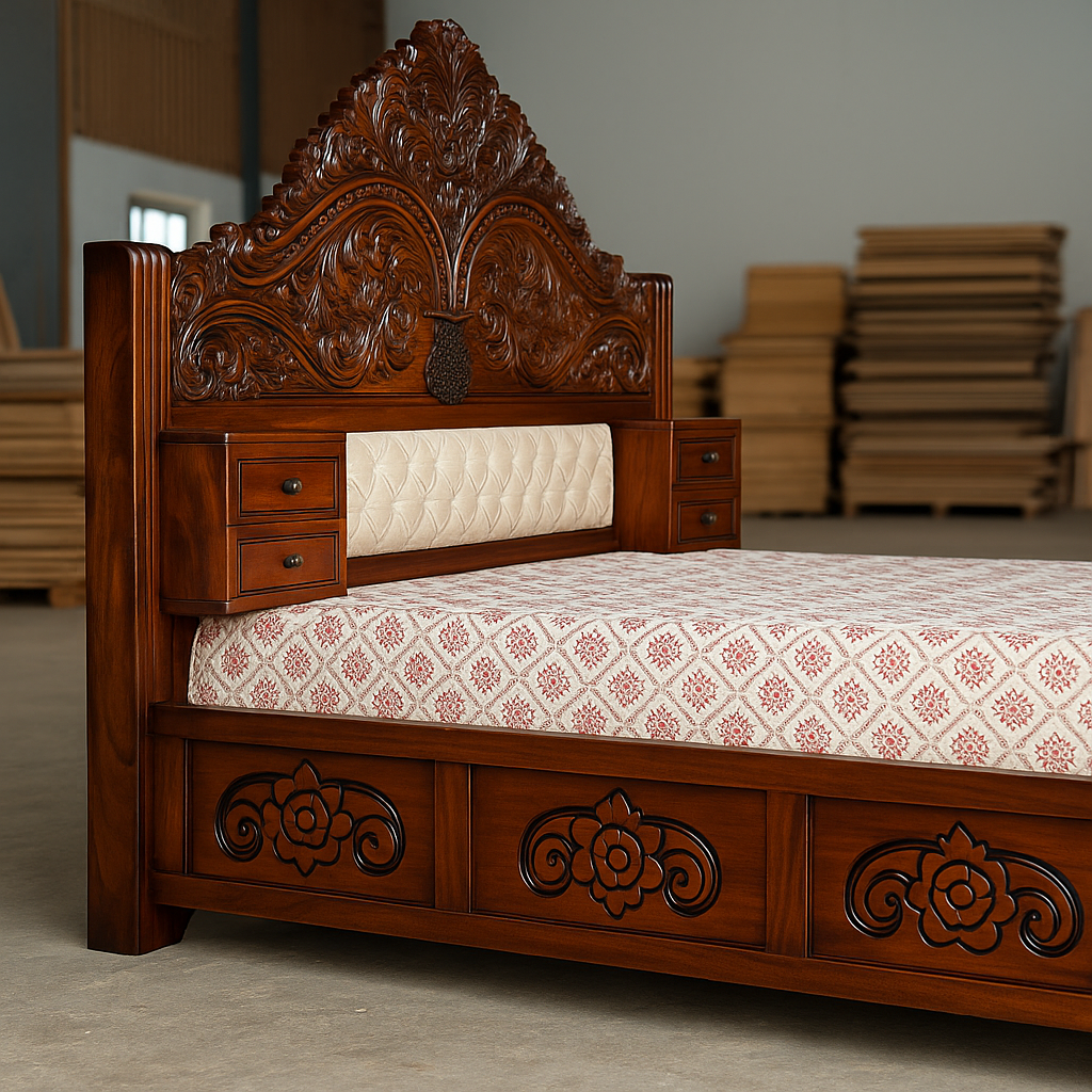 Jodha Akbar solid wood carved bed