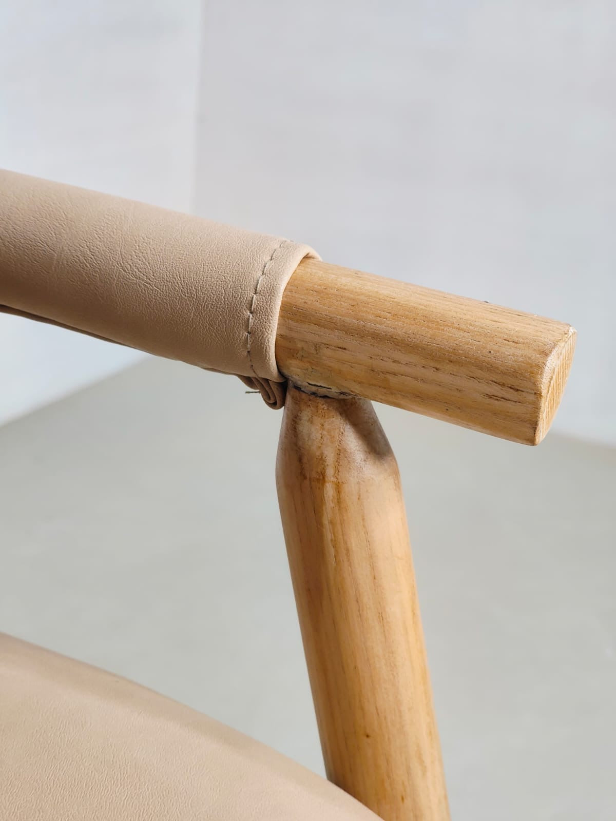 Crew Solid Wood Leather Cushioned chair