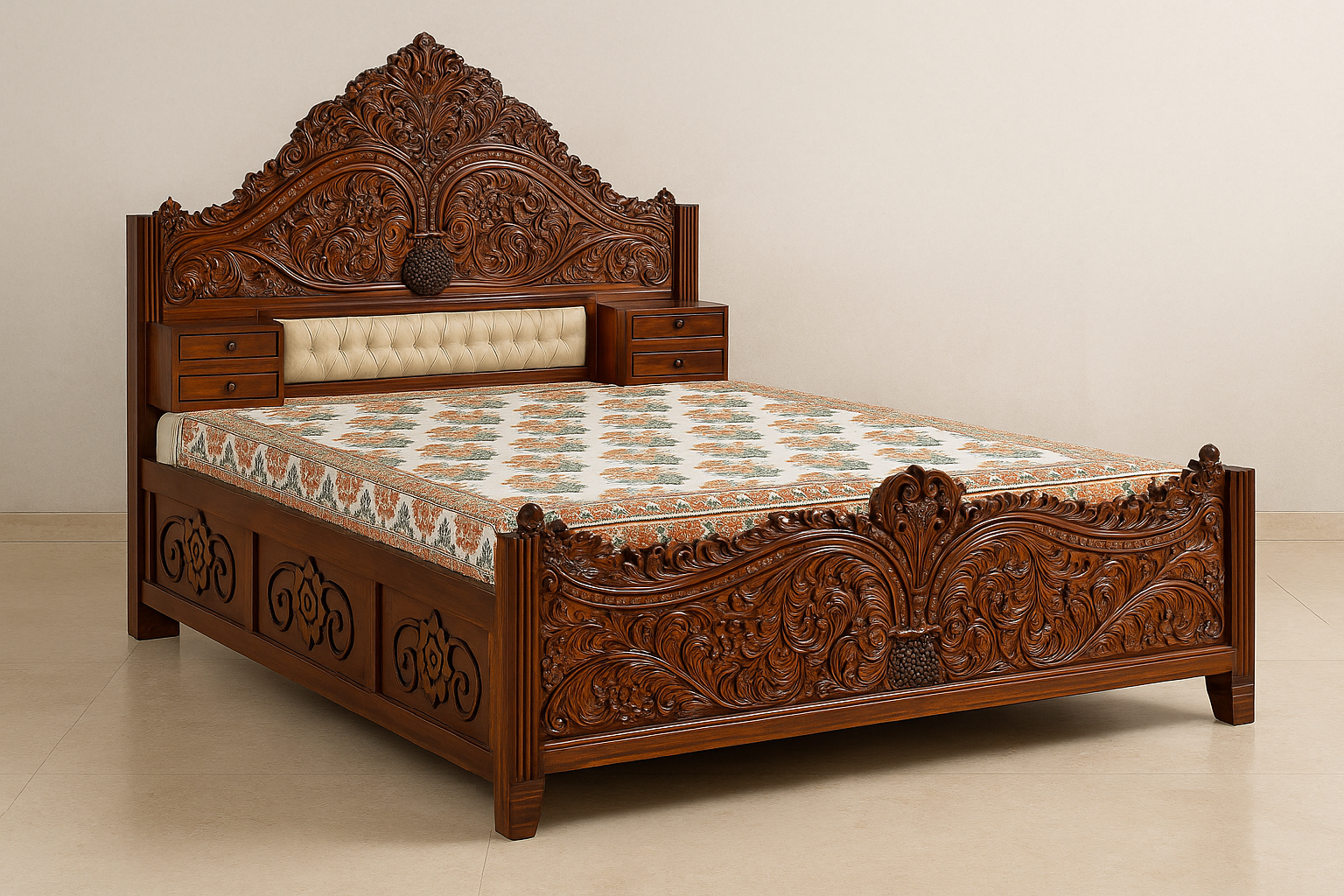 Jodha Akbar solid wood carved bed