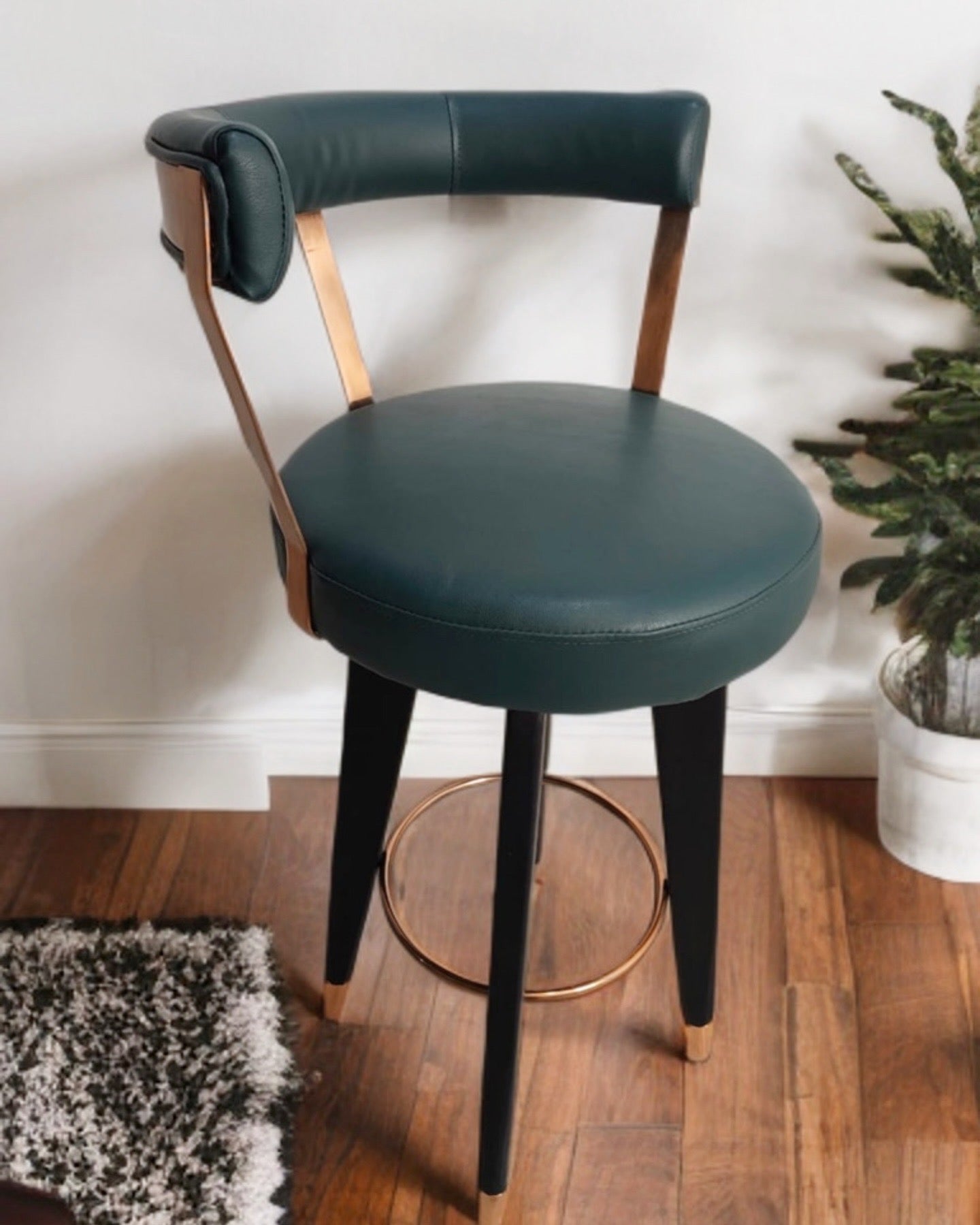 Zeta wooden bar stool with metal detailing