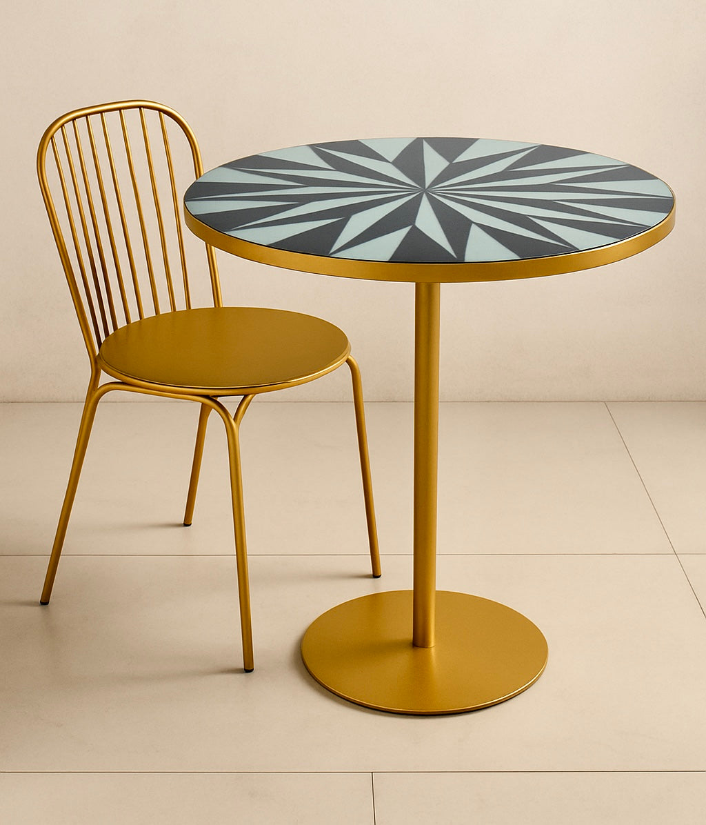 Celesta Round Metallic Serving Table