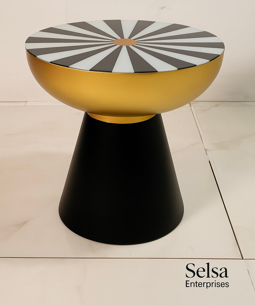 Geometric Monochromatic Side Table